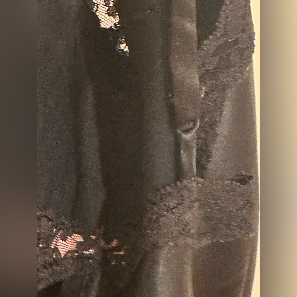 LADIES VICTORIA'S SECRET VINTAGE BLACK SATIN LACE-TRIM TEASE MINI SLIP DRESS - S - Picture 11 of 15